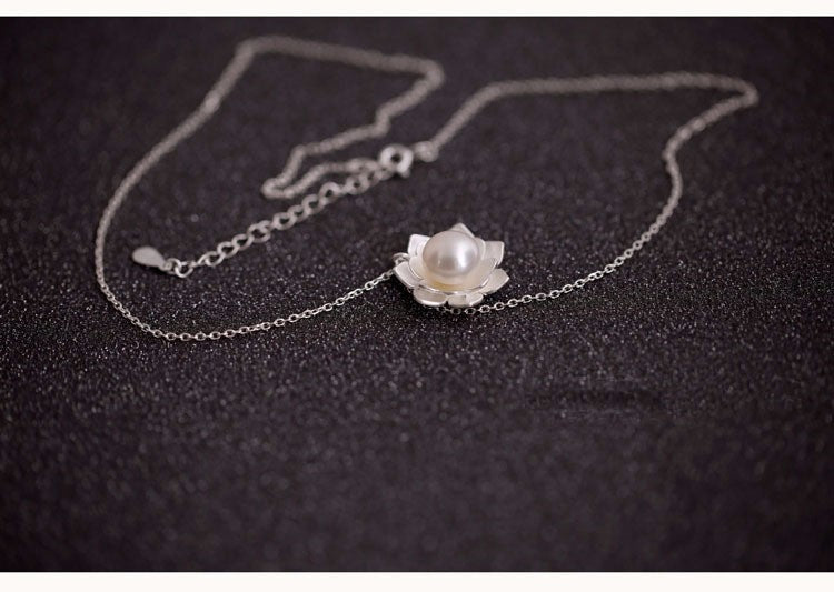 Serena Lotus Pearl Necklace