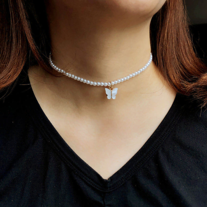 Emelina Butterfly Pearl Choker