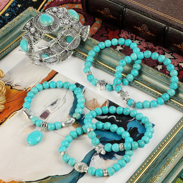 Turquoise Charm Bead Bracelets