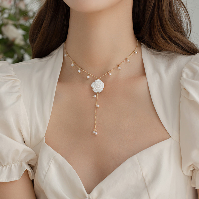 Amelisse Rose Drop Necklace