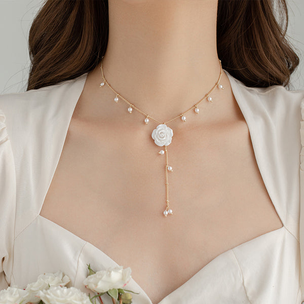 Amelisse Rose Drop Necklace