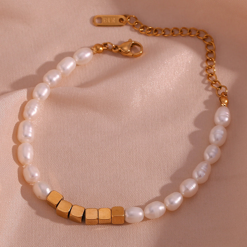 Nadia Cube Pearl Bracelet