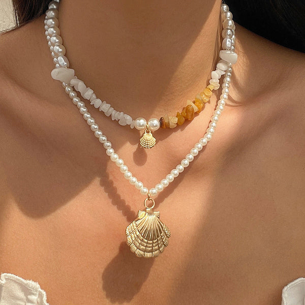 Daphne Seashell Pearl Necklace