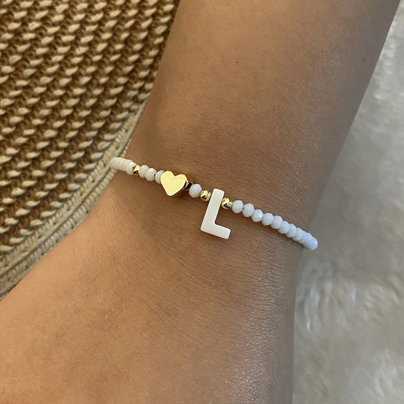 Calina Initial Bead Bracelet