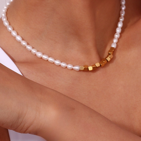 Marisol Cube Pearl Necklace