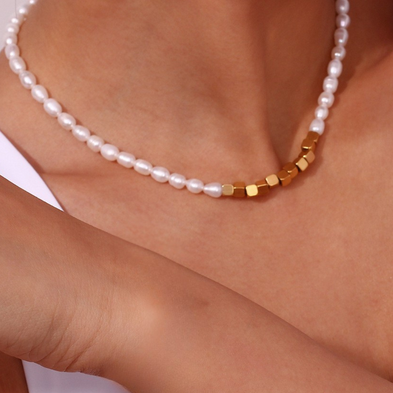 Marisol Cube Pearl Necklace