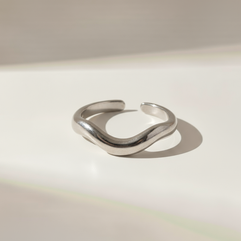 Silver ring on a light background