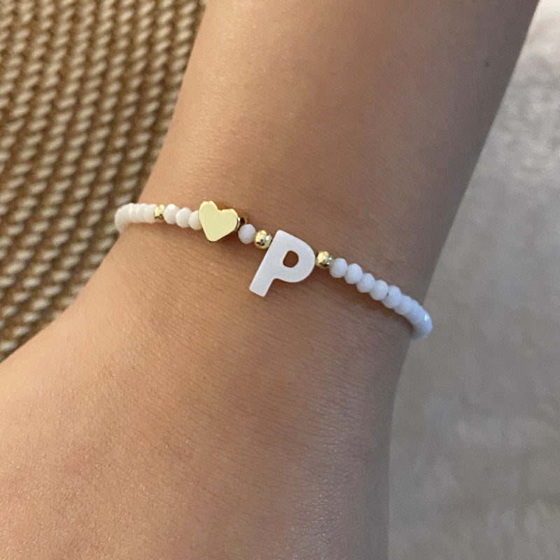 Calina Initial Bead Bracelet