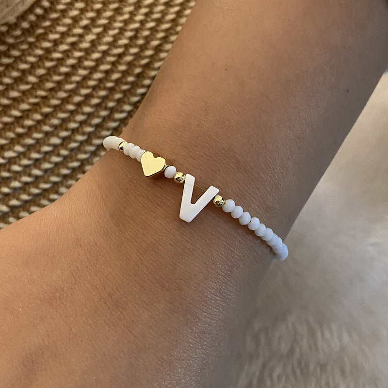 Calina Initial Bead Bracelet