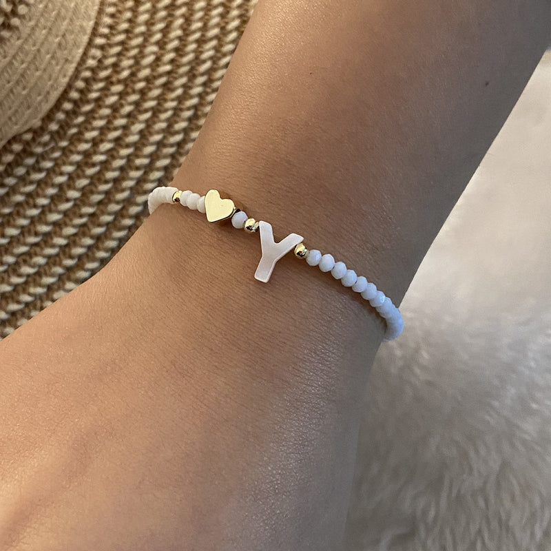 Calina Initial Bead Bracelet