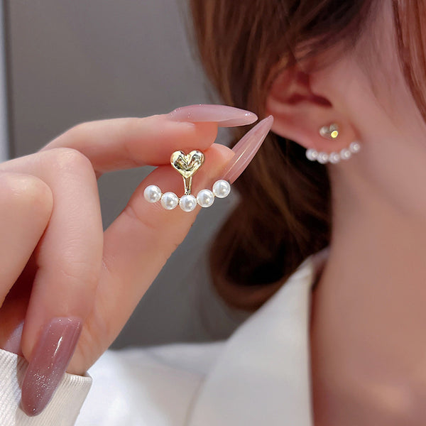 Cerise Heart Pearl Ear Jackets