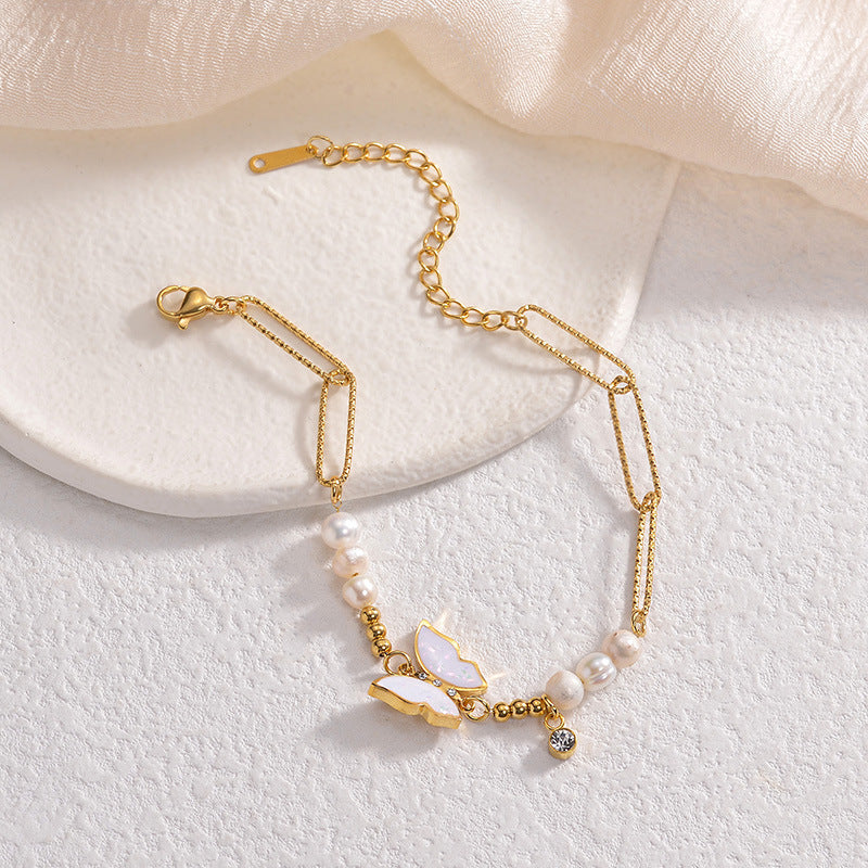 Alina Butterfly Pearl Bracelet