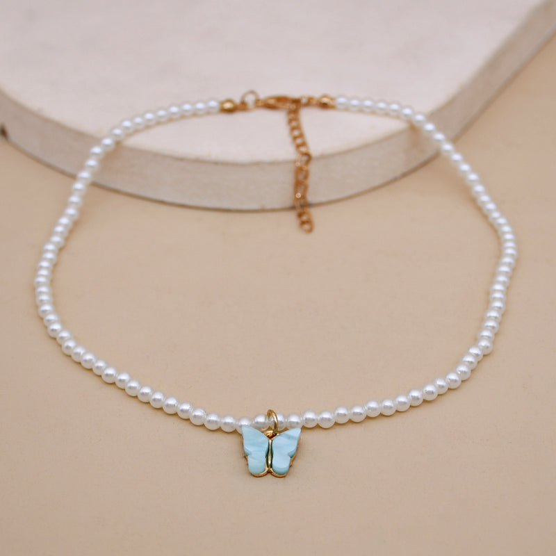 Emelina Butterfly Pearl Choker