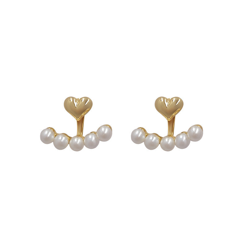 Cerise Heart Pearl Ear Jackets